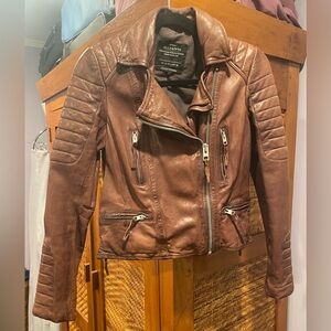 All Saints Chocolate Leather Biker Jacket